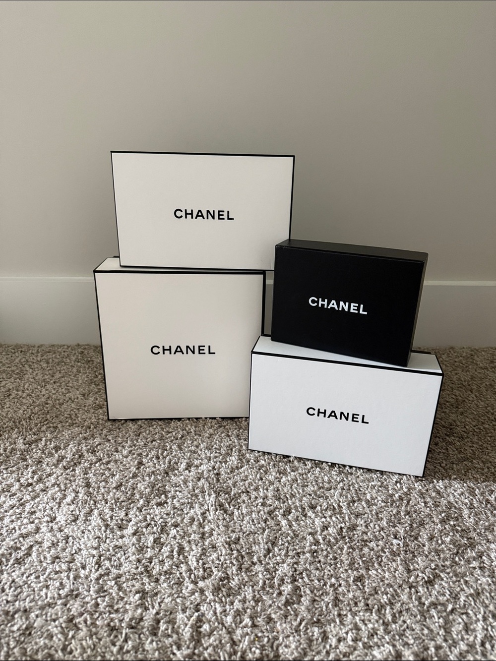 CHANEL White and Black Branded Presentation Box Set